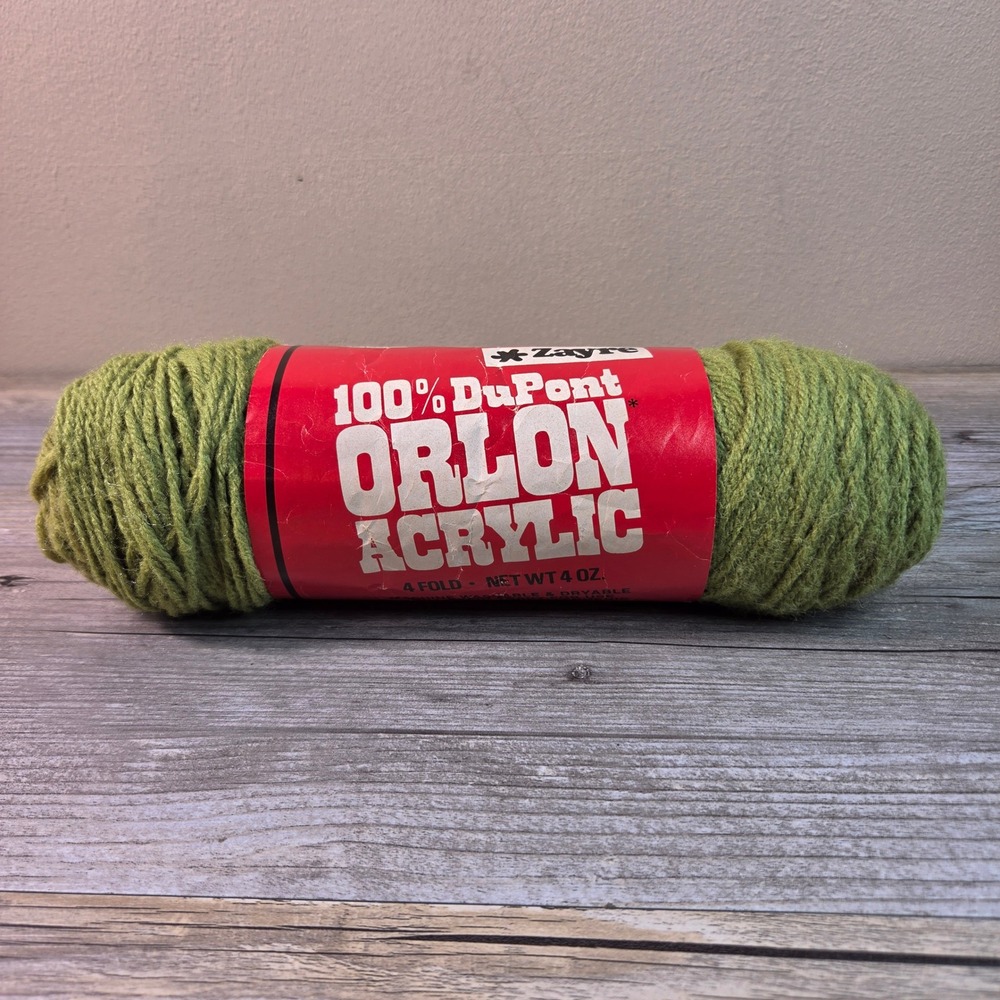 Vintage Zayre DuPont Orlon Acrylic Yarn 4oz Avocado Green 653 4 Fold Retro NOS